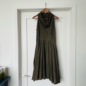 Zara linen cowl neck dress in brown!